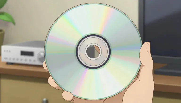 Visual representation of "laserdisc" - A laserdisc is a large optical disc used for storing video and audio data, which was popular for home video before DVDs.