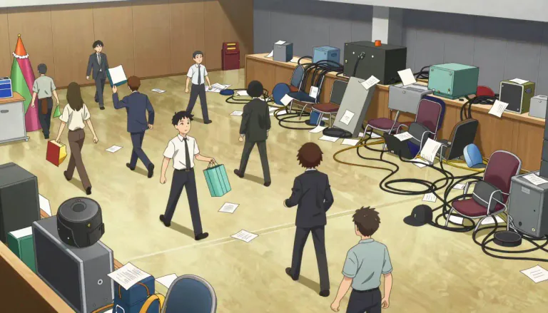 Visual representation of "shambolic" - Characterized by a lack of order or organization; chaotic and messy.