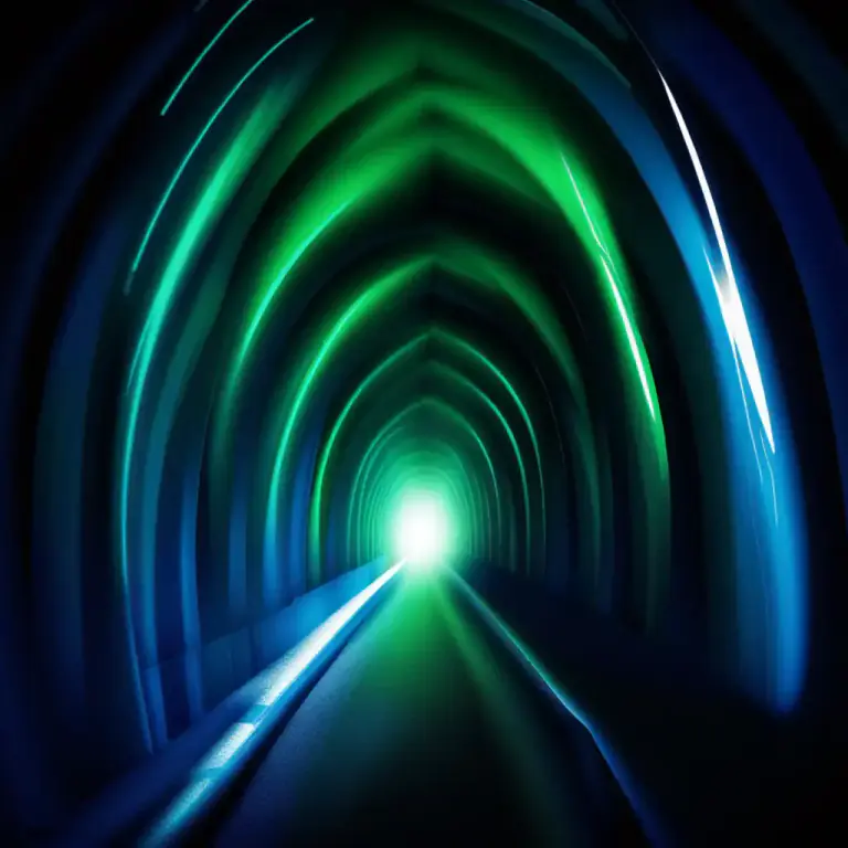 Visual representation of "light at the end of the tunnel" - To see a sign of hope or the end of a difficult situation