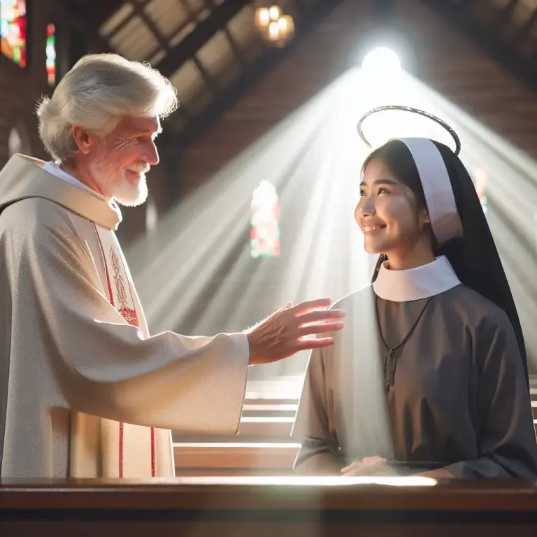 Visual representation of "sainthood" - The process or ceremony of being made a saint.