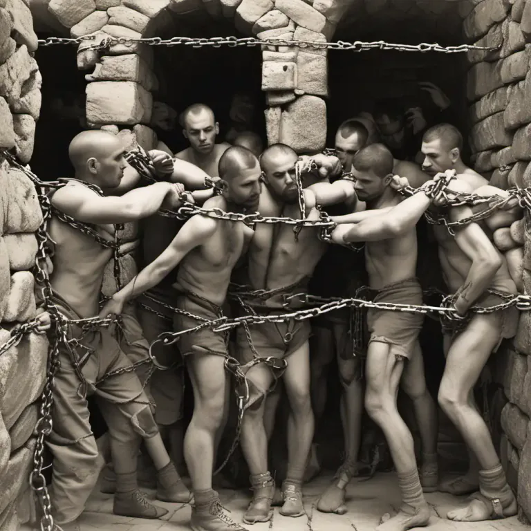 Visual representation of "fetter" - To restrict or bind with chains