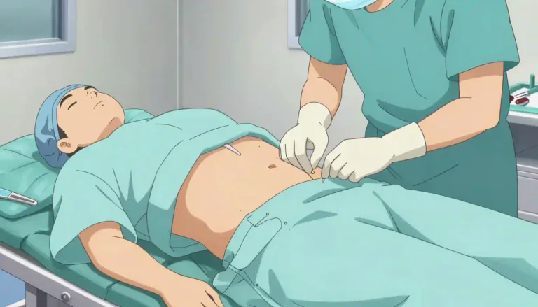 Visual representation of "abdominoplasty" - A surgical procedure to remove excess skin and fat from the abdomen.