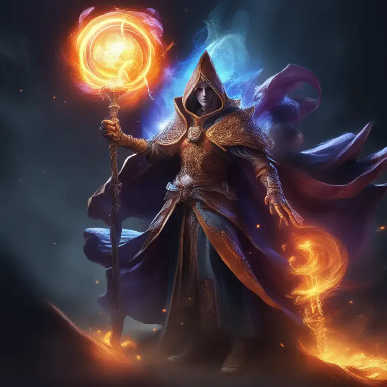 Visual representation of "warlock" - In role-playing video games, a character known for casting spells and using magic.