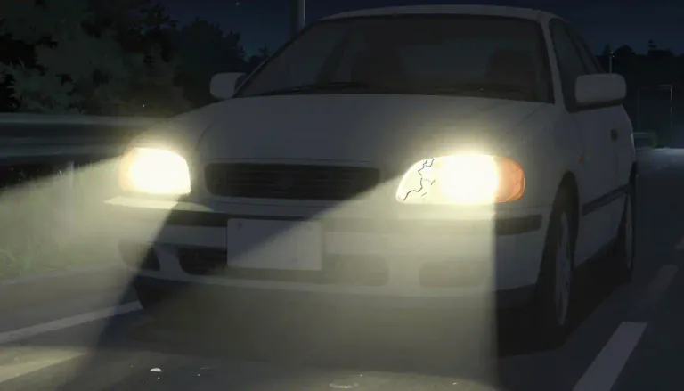 Visual representation of "headlight" - A powerful light at the front of a vehicle, such as a car or train, that helps the driver see in the dark.