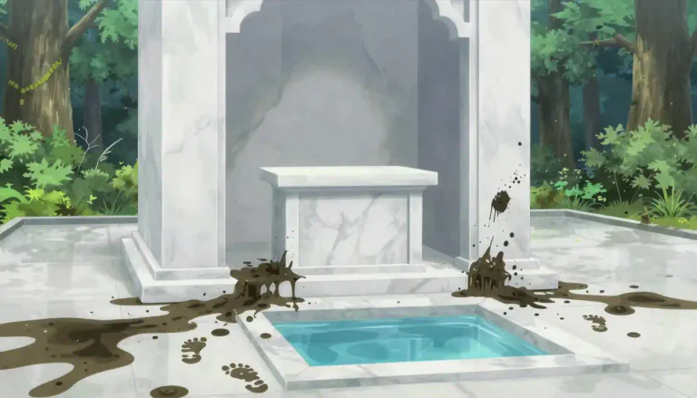 Visual representation of "defile" - To damage or ruin something pure or clean