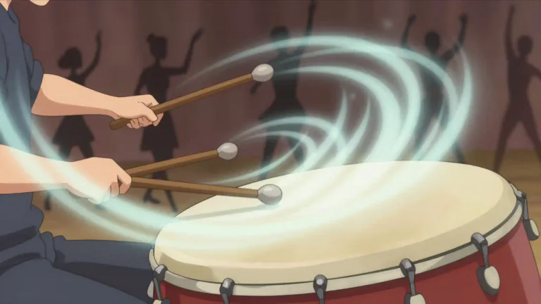 Visual representation of "drumbeat" - The sound or rhythm made by a drum.