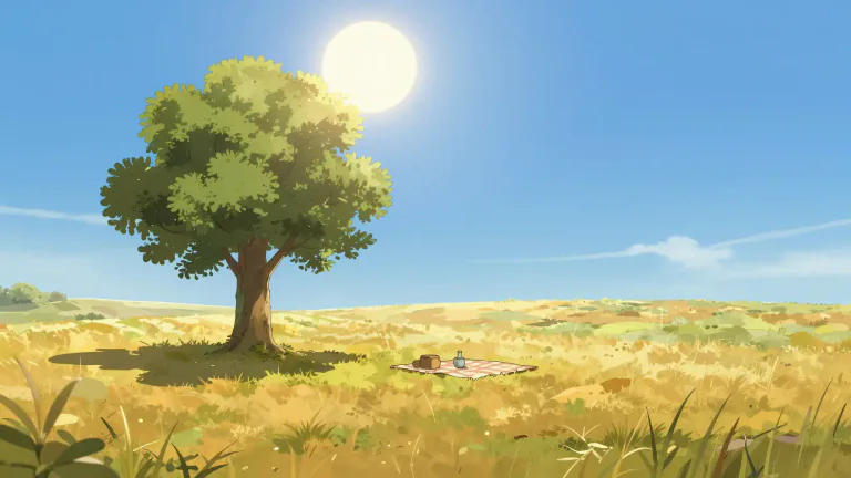 Visual representation of "noontime" - The time of day when the sun is at its highest point, typically around midday.
