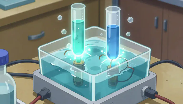 Visual representation of "electrolyzer" - A device that uses electricity to cause a chemical change, especially to split compounds into their components.