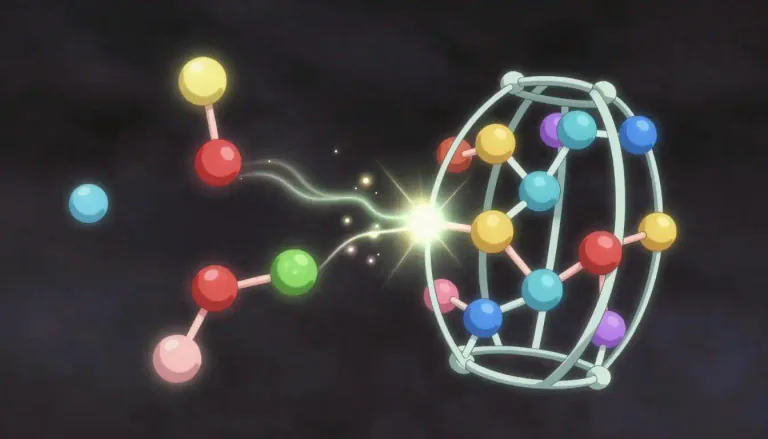 Visual representation of "supramolecular" - Relating to structures formed from multiple molecules that are held together by non-covalent interactions.