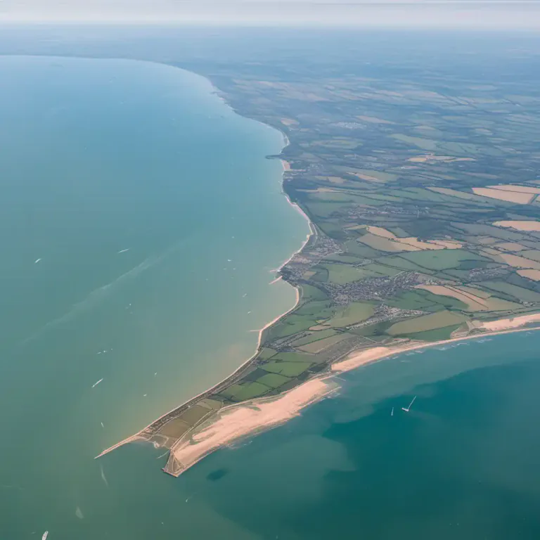 Visual representation of "channel" - A wide water body that separates two pieces of land