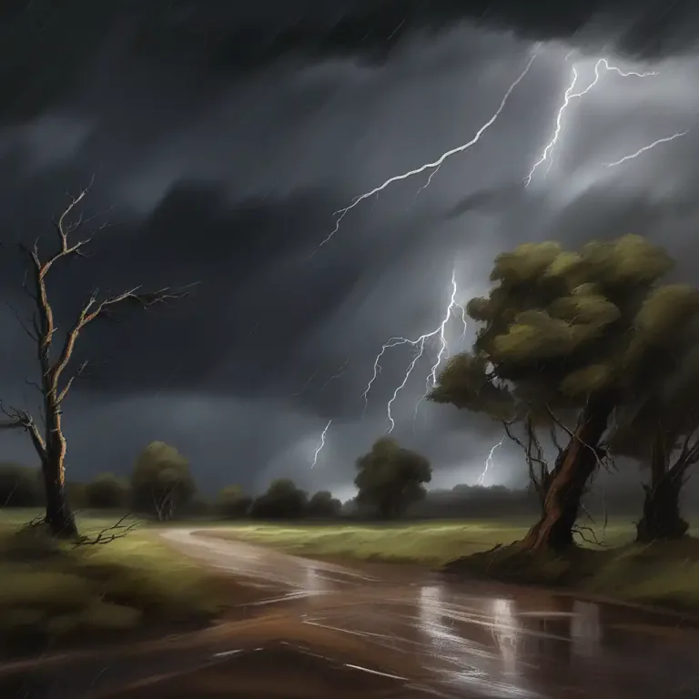 Visual representation of "stormy" - Having strong winds, rain or thunder