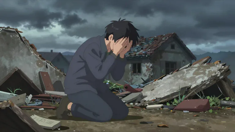 Visual representation of "woe" - An exclamation of grief, distress, or lamentation.