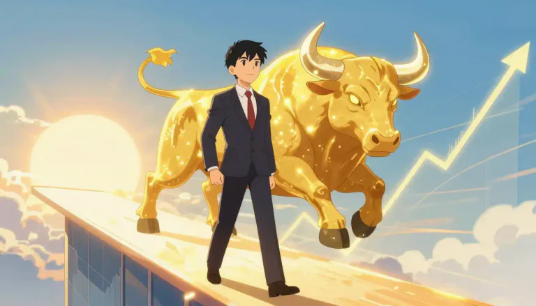 Visual representation of "bullish" - In finance, being confident or optimistic about something, especially the performance of an economy or market.