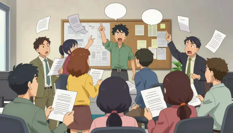Visual representation of "brouhaha" - A noisy and confused situation, often characterized by uproar or buzz over something trivial or inconsequential.