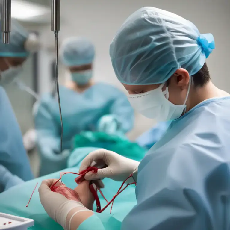 Visual representation of "tie off" - To perform a surgical knot to prevent bleeding