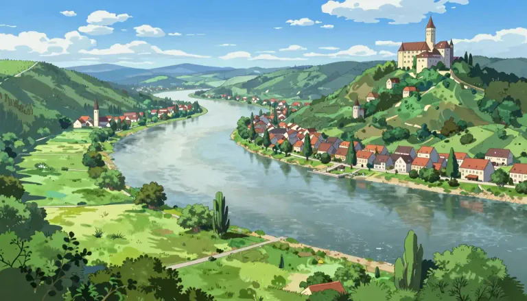 Visual representation of "danubian" - Relating to the Danube River or the countries that are situated along its banks.