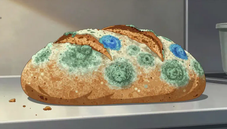 Visual representation of "mouldy" - Covered with or has growth of mould