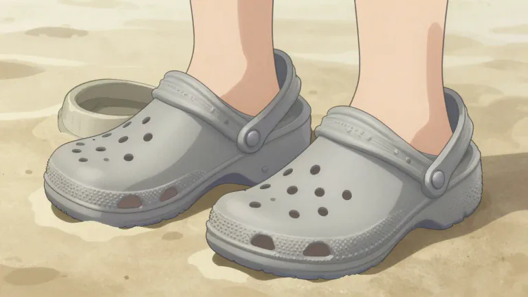Visual representation of "croc" - A lightweight, comfortable shoe made of a rubber-like material, often with ventilation holes.