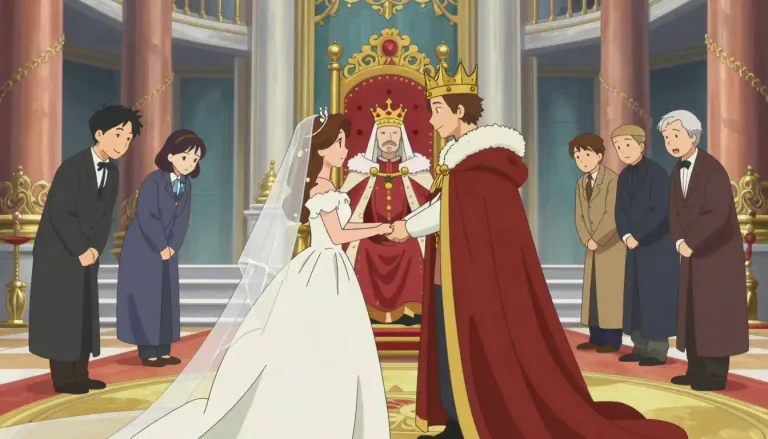 Visual representation of "morganatic" - Describes a marriage in which one person is of a lower social rank than the other, and where the person of lower rank does not receive the spouse's title or property.