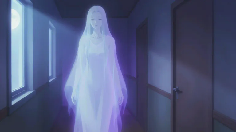 Visual representation of "wraith" - A ghost or ghost-like image of someone, especially one seen shortly before or after their death.