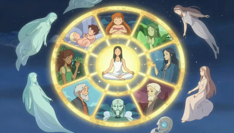 Visual representation of "samsara" - Samsara refers to the cycle of life, death, and rebirth in Hinduism and Buddhism.