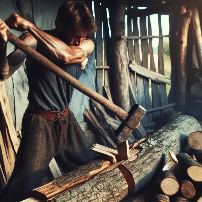 Visual representation of "maul" - A long-handled hammer with one end larger and often somewhat cylindrical or egg-shaped