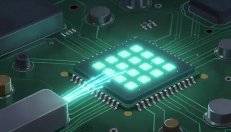 Visual representation of "sram" - A type of semiconductor memory that retains data bits in its memory as long as power is being supplied.