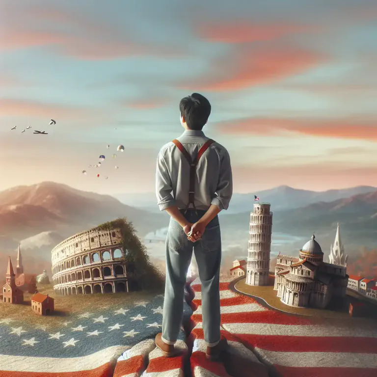 Visual representation of "fatherland" - The country that a person identifies as their own, even though they were not born there or their family is not from there
