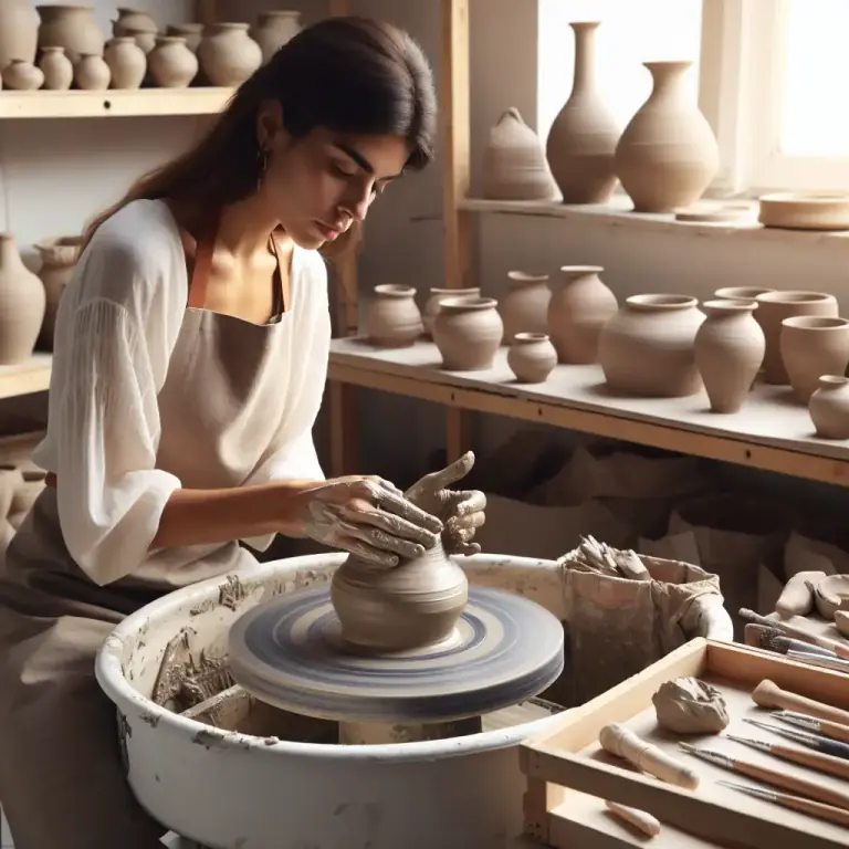 Visual representation of "clay" - Materials that act like clay when you touch it with your hands, which professionals use to create crafts.
