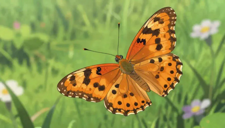 Visual representation of "fritillary" - A type of butterfly that usually has orange wings with black spots.