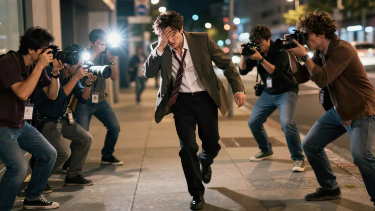 Visual representation of "paparazzi" - Paparazzi are photographers who seek to take candid photographs of celebrities, often in private or compromising situations.