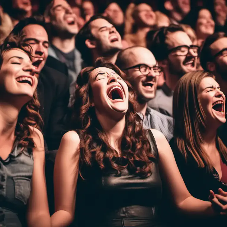 Visual representation of "laugh your head off" - To laugh very hard or uncontrollably