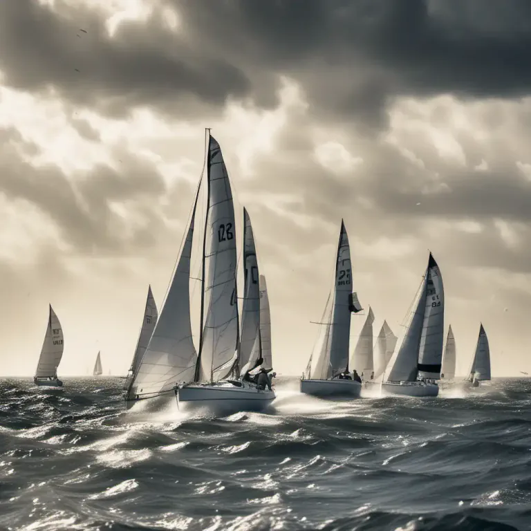 Visual representation of "leg" - In sail racing, a period of a race during which sailors sail directly towards a mark.