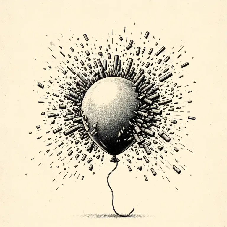 Visual representation of "the bubble bursts" - A good situation suddenly ends or a dream is shattered.