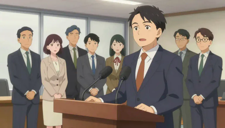 Visual representation of "spokesman" - A person who speaks on behalf of a group or an organization.