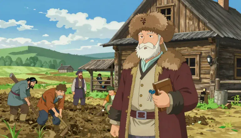 Visual representation of "kulak" - A wealthy peasant in Russia, especially one who exploited other peasants by hiring them to work on their land.