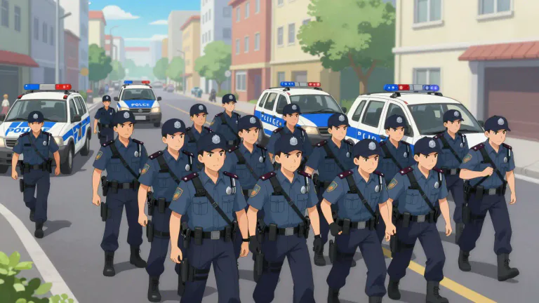 Visual representation of "reinforcement" - Extra soldiers or police sent to provide help