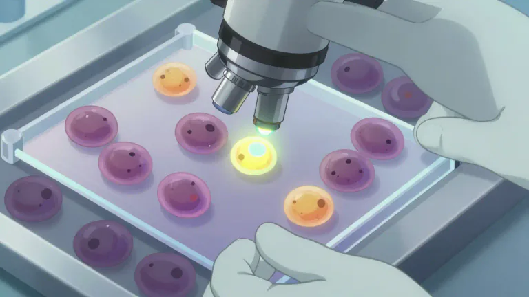 Visual representation of "immunocytochemistry" - A laboratory technique that uses antibodies to detect specific proteins in cell samples, allowing scientists to study the distribution and localization of these proteins within cells.