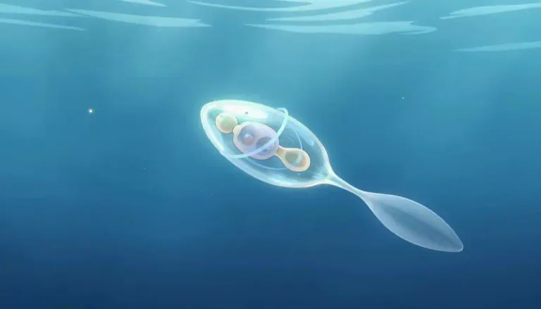 Visual representation of "dinoflagellate" - A type of single-celled organism that has two flagella, found in aquatic environments, and plays a significant role in marine ecosystems.