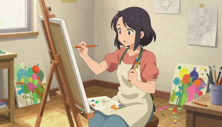 Visual representation of "artsy" - Interested in or good at art and related subjects.