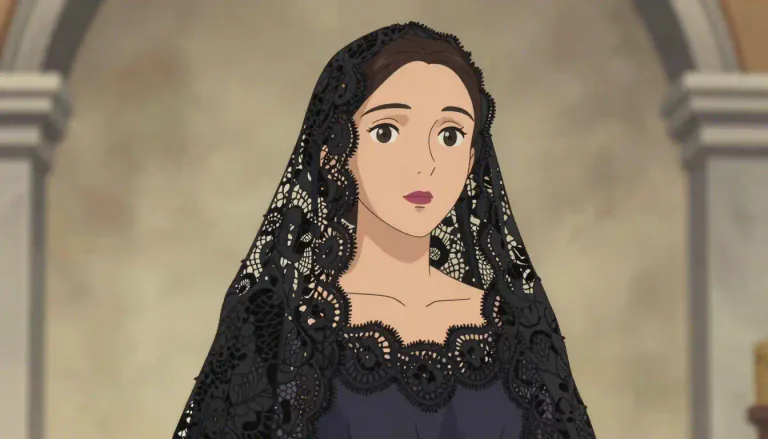 Visual representation of "mantilla" - A mantilla is a type of lace or silk scarf worn over the head and shoulders, especially by women in Spain and Latin American countries, often worn during religious services.