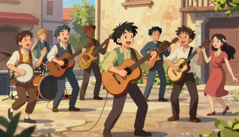 Visual representation of "skiffle" - Skiffle is a style of music that blends folk, blues, and jazz, typically featuring improvised instruments and a lively rhythm.