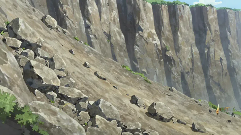 Visual representation of "talus" - A talus is a slope formed by the accumulation of rock debris at the foot of a cliff.