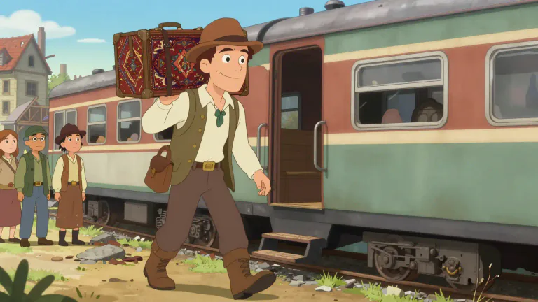 Visual representation of "carpetbagger" - A person from the Northern states who went to the South after the Civil War to profit from the Reconstruction.