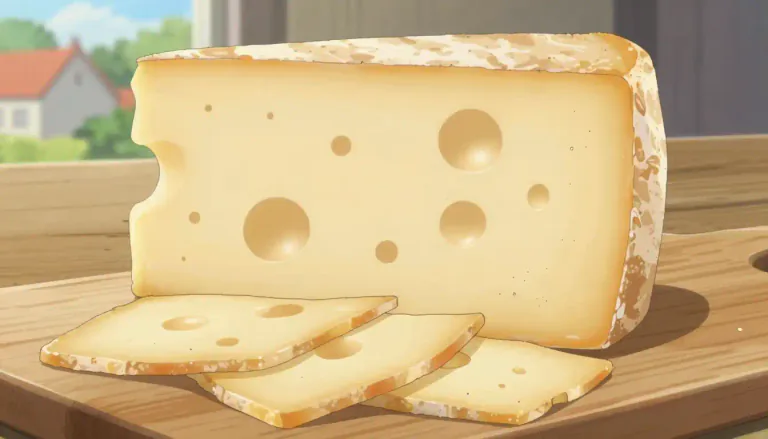Visual representation of "havarti" - A creamy, semi-soft cheese that originates from Denmark, typically made from cow's milk and known for its mild flavor.