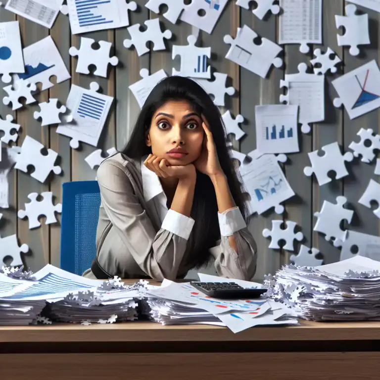 Visual representation of "jigsaw" - A complicated or problematic situation that is like a jigsaw puzzle in its complexity or difficulty to solve.