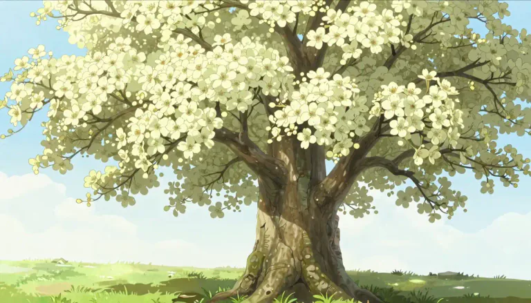 Visual representation of "dogwood" - A type of tree or shrub with hard wood and bunches of small flowers often used in decoration