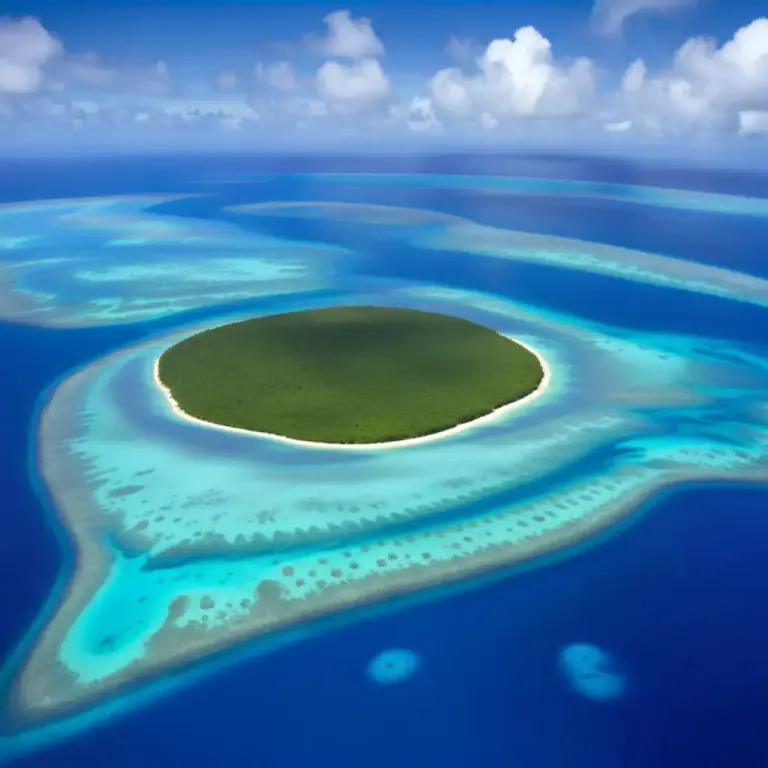 Visual representation of "bikini" - It is also the name of a coral island in the Pacific Ocean