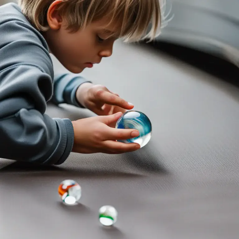 Visual representation of "marble" - A small round glass ball that children play games with.