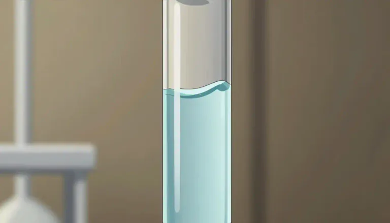 Visual representation of "meniscus" - The curved upper surface of a liquid in a tube.
